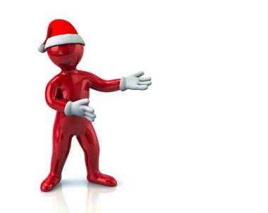 Santa şapka sunulmasına kırmızı adam
