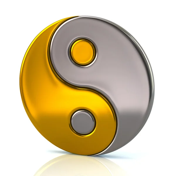 Oro y plata ying yang símbolo de armonía y equilibrio —  Fotos de Stock