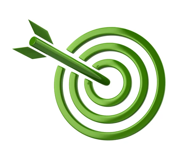 Zelený cíl s šipkou — Stock fotografie