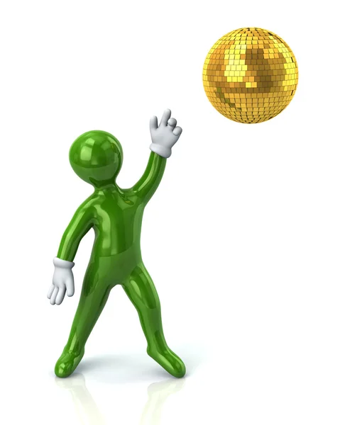 Man dancing with  disco ball — Stock Photo, Image