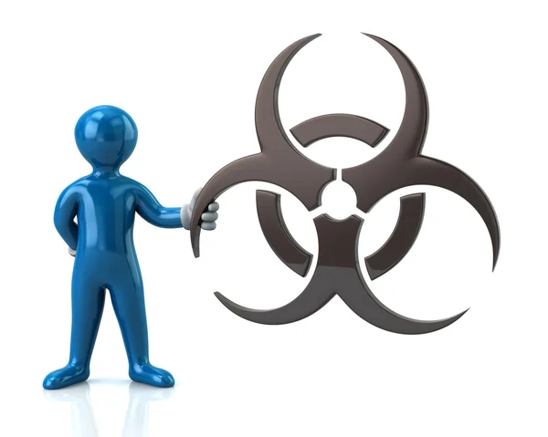 Man met biohazard symbool — Stockfoto