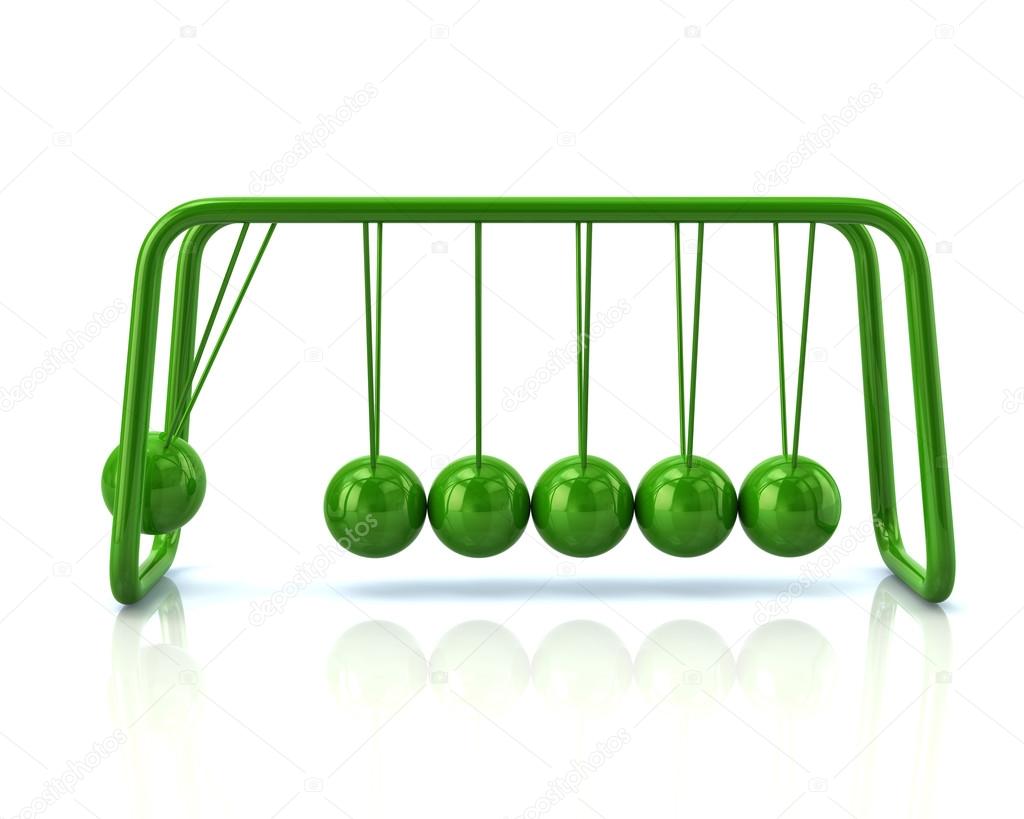 green newton's cradle