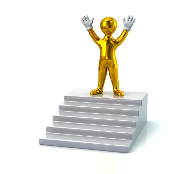 Homme doré debout sur les escaliers — Photo