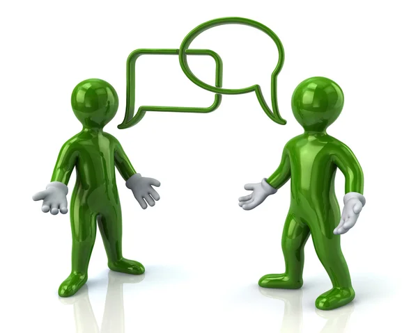 Two green men discussing — Stock Photo, Image