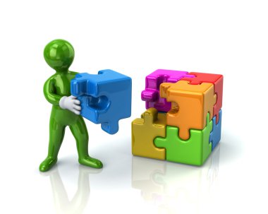 adam renkli 3d puzzle ile