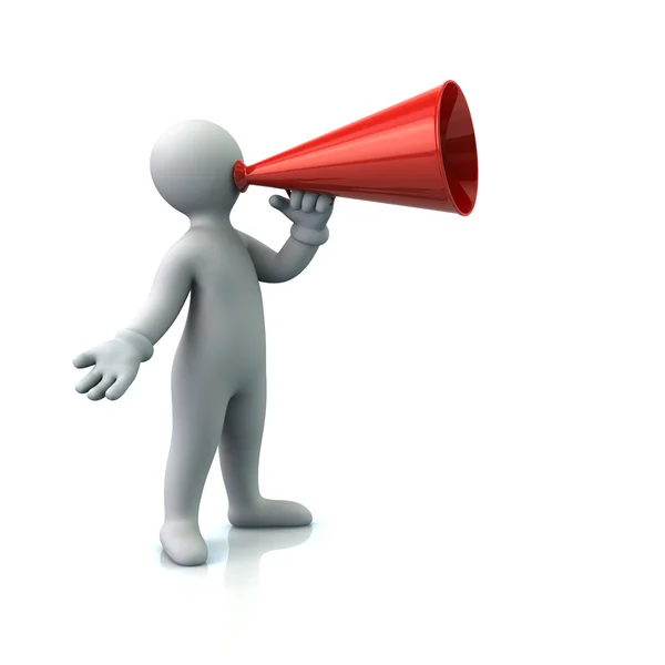 Man with red megaphone — Stock Photo, Image