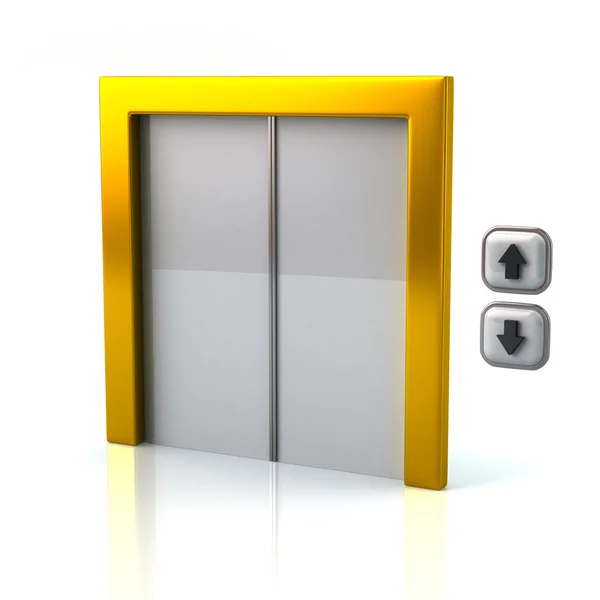 Goldener Fahrstuhl mit Knopf — Stockfoto