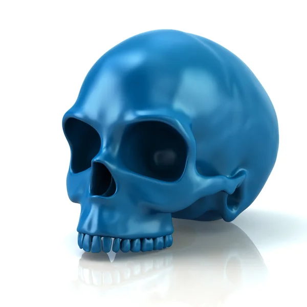 Símbolo crânio azul humano — Fotografia de Stock