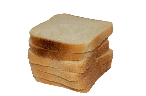 Mehrere Toastscheiben Übereinander Gestapelt Isoliert Auf Weißem Hintergrund — Stockfoto