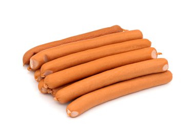 Beyaz arka planda sosisli sandviç.