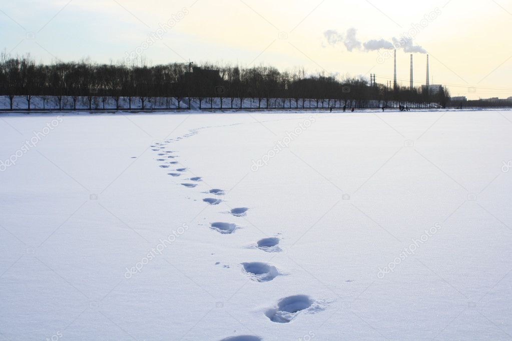 footprints in the snow