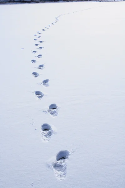 Fußabdrücke im Schnee — Stockfoto