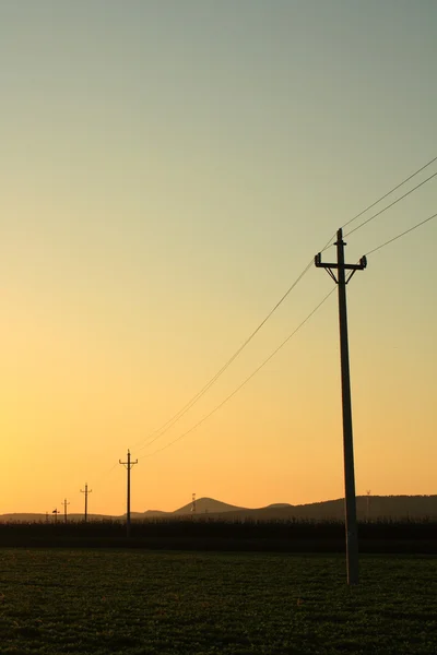 Power pole at sunset — Stock Photo, Image