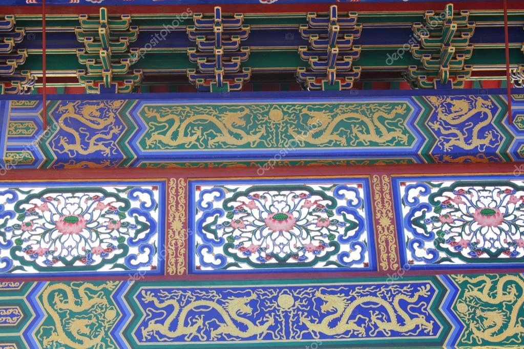 Painted wooden eaves — Stock Photo © daizuoxin 67153029