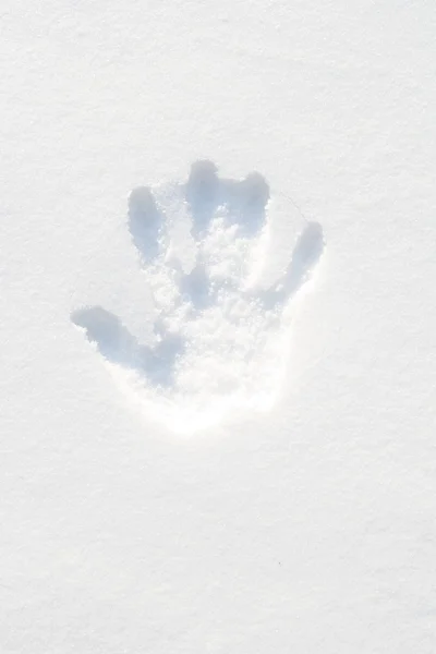 Handabdruck im Schnee — Stockfoto