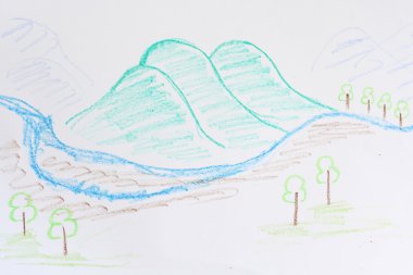 Çocuk mum boya çizim