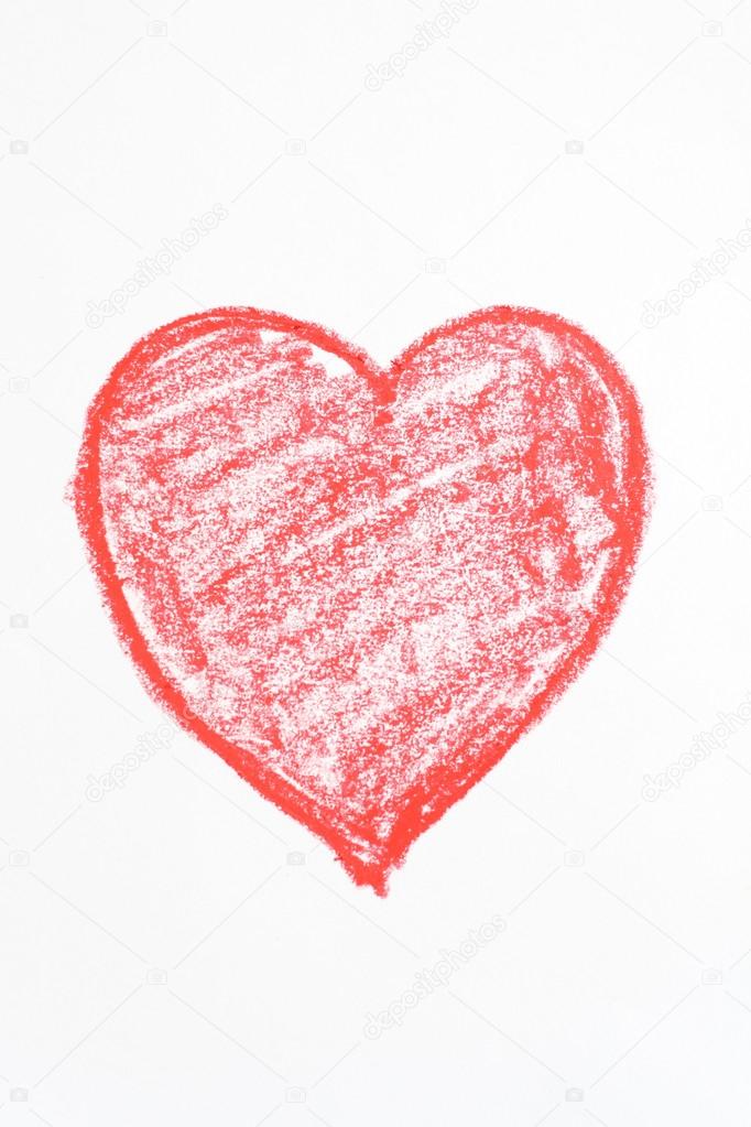 Red Pastel Crayon Heart