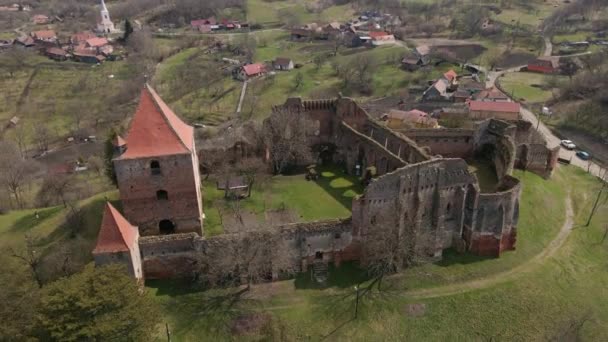 Images Aériennes Une Ruine Une Fortication Médiévale Prise Partir Drone — Video