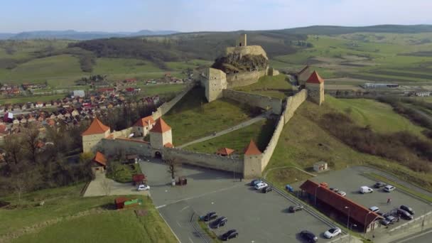 Images Aériennes Citadelle Médiévale Rupea Dans Comté Brasov Roumanie Vue — Video