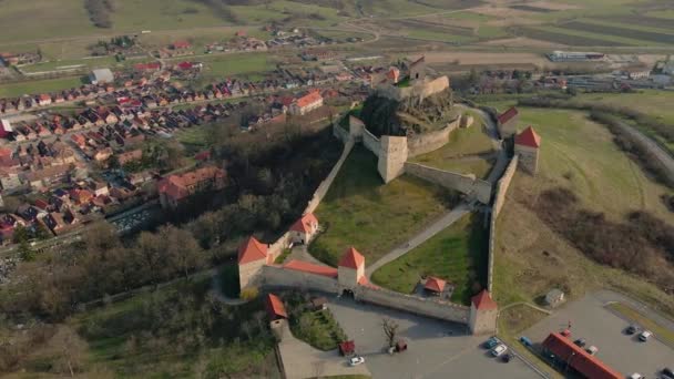 Riprese Aeree Della Cittadella Medievale Rupea Nella Contea Brasov Romania — Video Stock