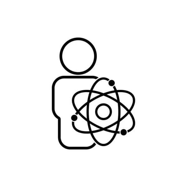 Wissenschaftler Zeilensymbol Menschen Und Atomlinien Symbol Designschablonen Vektor — Stockvektor