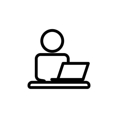 Çizgi simgesi dizüstü bilgisayarla çalışıyor. Şablon vektörü tasarla