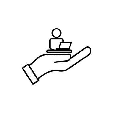 Hat simgesi dizüstü bilgisayarla çalışıyor. Şablon vektörü tasarla