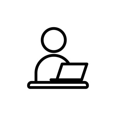 Çizgi simgesi dizüstü bilgisayarla çalışıyor. Şablon vektörü tasarla