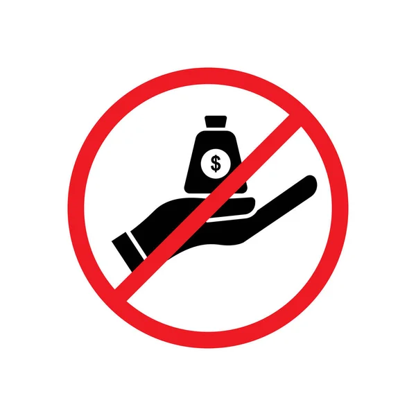 Stop Corruptie Icoon Handpictogram Met Geldzak Ontwerpsjabloon Vector — Stockvector