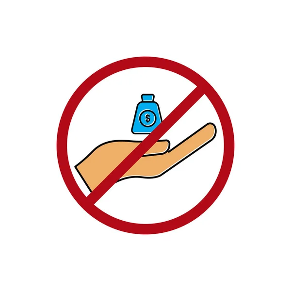 Stop Corruptie Icoon Handpictogram Met Geldzak Ontwerpsjabloon Vector — Stockvector