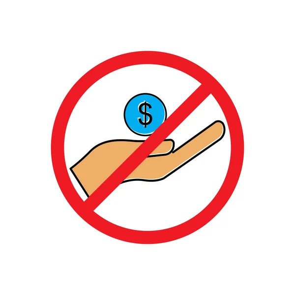 Stop Corruptie Icoon Hand Pictogram Met Dollar Ontwerpsjabloon Vector — Stockvector