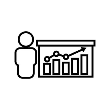 İş analisti ikonu. Ok yukarı. İş ikonu. Şablon vektörü tasarla