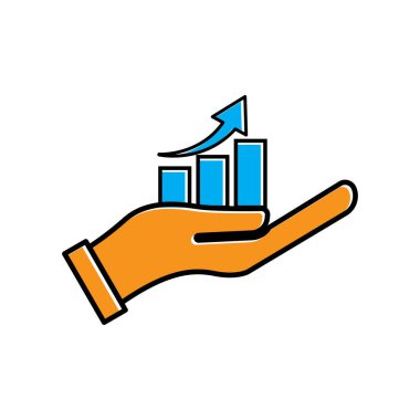 İş analisti düz tabanlı ikon. Ok yukarı. İş ikonu. Şablon vektörü tasarla