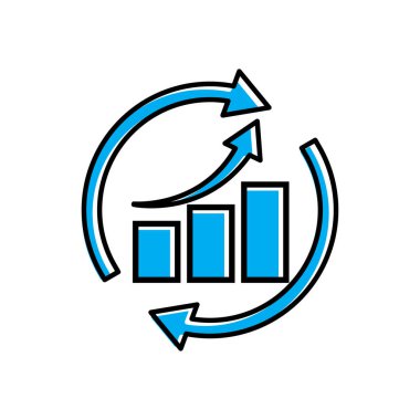 İş analisti düz tabanlı ikon. Ok yukarı. İş ikonu. Şablon vektörü tasarla