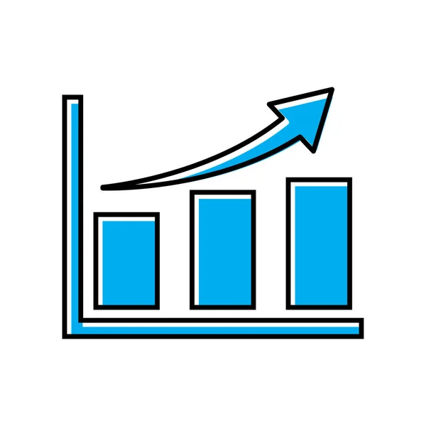 Graf Plochá Ikona Šipka Nahoru Sloupcový Graf Ikona Stylu Čáry — Stockový vektor