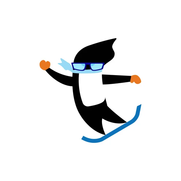 Pinguin Zeichentrickfigur Mit Sonnenbrille Designvektorillustration — Stockvektor