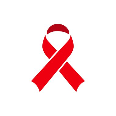 Kırmızı kurdele ikonu. Dünya gündüz sembolüne yardım ediyor. Şablon vektörü tasarla