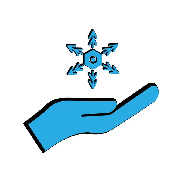 Winterflach Hand Symbol Mit Schneeflocken Einfaches Design Editierbar Designvektorillustration — Stockvektor