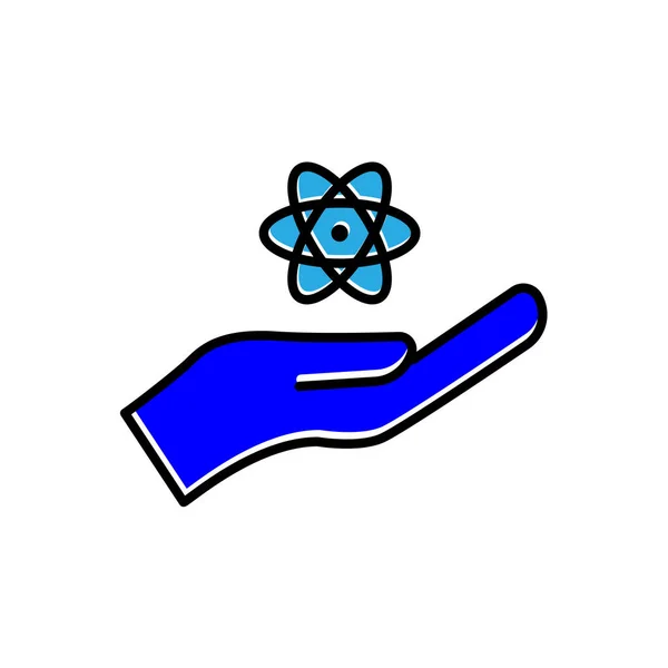 Utbildning Platt Symbol Hand Ikon Med Atom Enkel Design Redigerbar — Stock vektor
