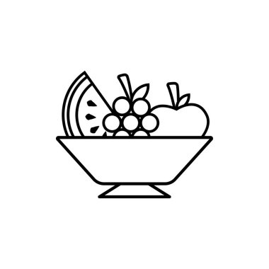 Meyve tabağı çizgisi ikonu. Basit dizayn edilebilir. tasarım vektörü illüstrasyonu