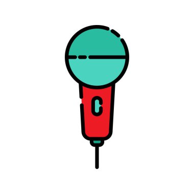 Mikrofon lineal renk simgesi. Basit dizayn edilebilir. tasarım vektörü illüstrasyonu