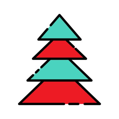 Ağaç çizgisi renk simgesi. Yeni yıl sembolü. Basit dizayn edilebilir. tasarım vektörü illüstrasyonu