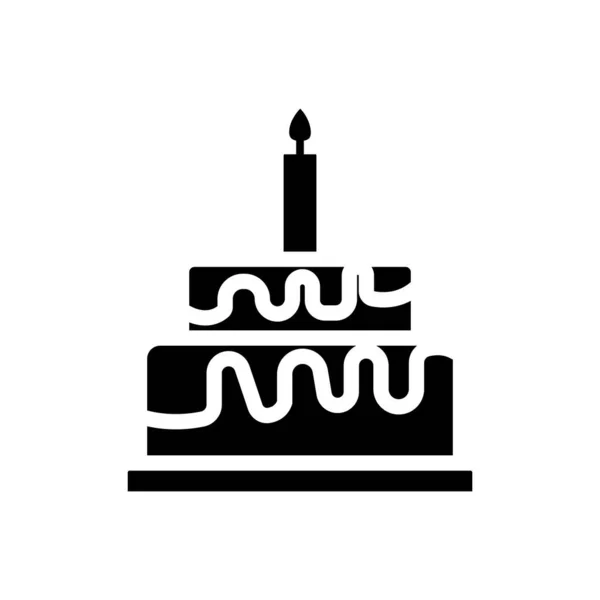 Icono Glifo Pastel Cumpleaños Icono Torta Con Vela Diseño Simple — Vector de stock