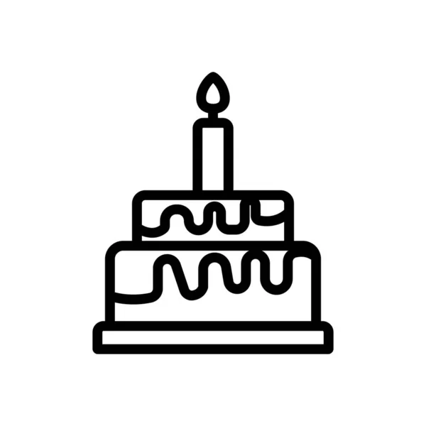 Піктограма Лінії Торта День Народження Торт Значок Свічкою Простий Дизайн — стоковий вектор