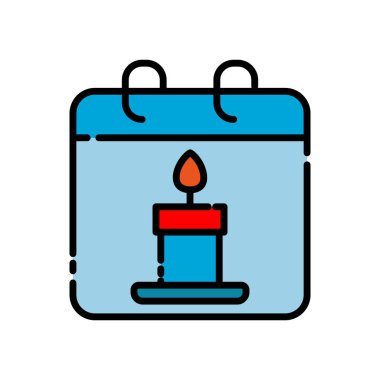 Doğumgünü renk simgesi. Mumlu takvim simgesi. Basit dizayn edilebilir. Şablon vektörü tasarla