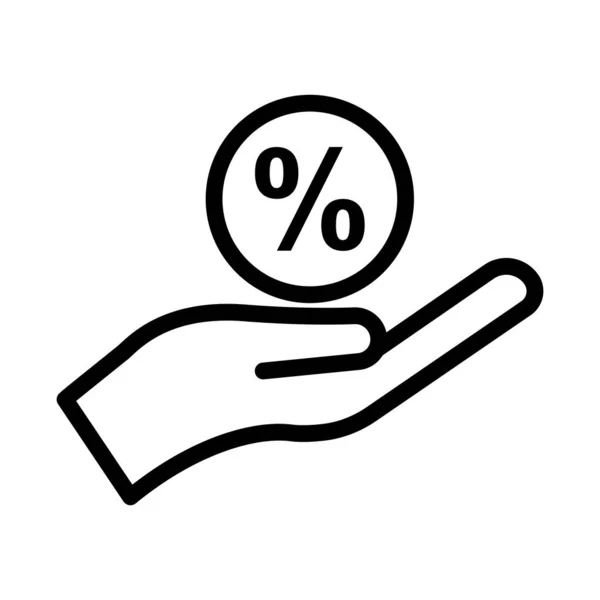 Discount Line Icon Hand Percent Symbol Simple Design Editable Design — Stock Vector