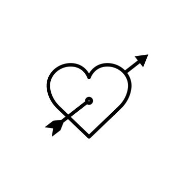 Oklu kalp çizgisi simgesi. Aşkın sembolü. Basit dizayn edilebilir. Şablon vektörü tasarla