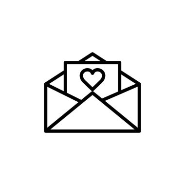 Kalp ile mesaj satırı simgesini aç. Aşkın sembolü. Basit dizayn edilebilir. Şablon vektörü tasarla