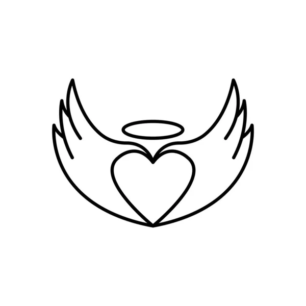 Ikona Čáry Srdce Křídlem Anděla Jednoduchý Design Upravitelný Vektor Šablony — Stockový vektor