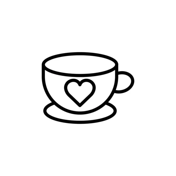 Coffee Cup Line Icon Heart Simple Design Editable Design Template — Stock Vector